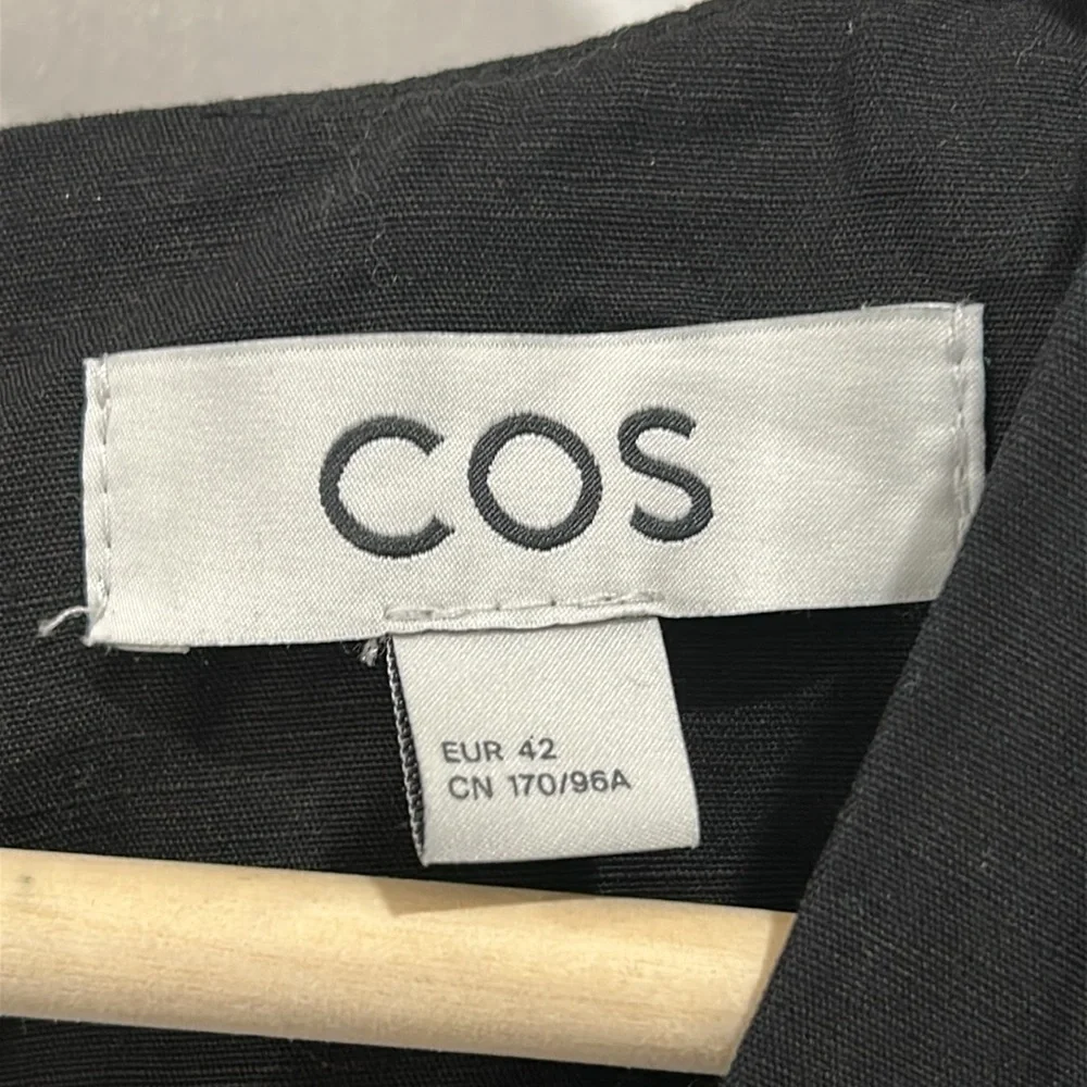 COS Linen Lyocell Belted V Neck Romper Playsuit in Black - Size 12